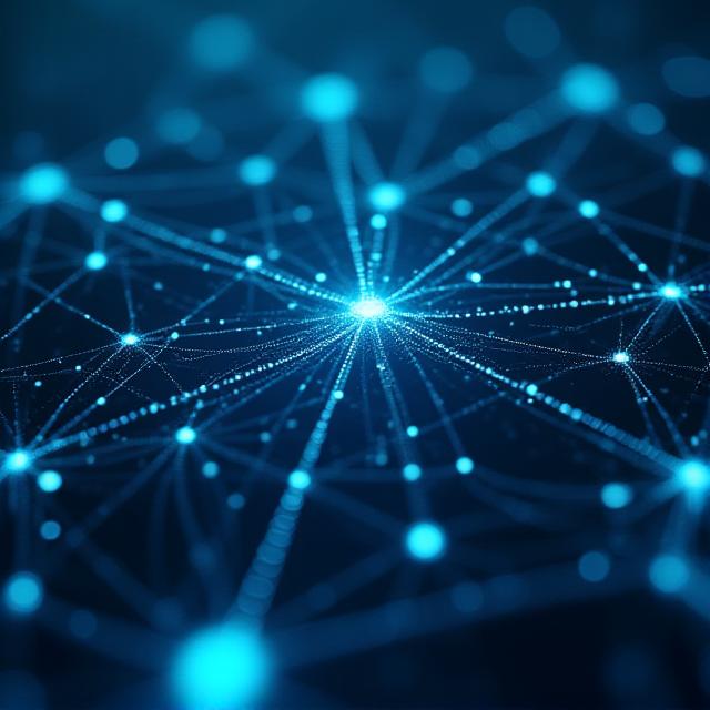 Abstract visualization of interconnected data points representing legal networks